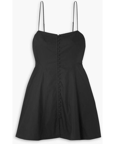 Three Graces London Eileen Washed Cotton-poplin Mini Dress - Black
