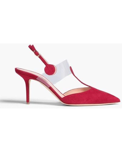 Rupert Sanderson Kyoto Pvc-trimmed Suede Slingback Court Shoes - Pink
