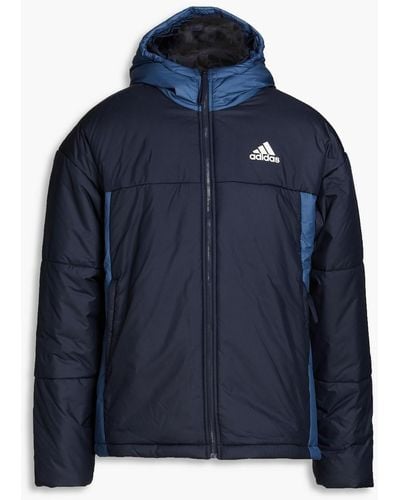 adidas Originals Quilted Two-tone Shell Hooded Jacket - Blue