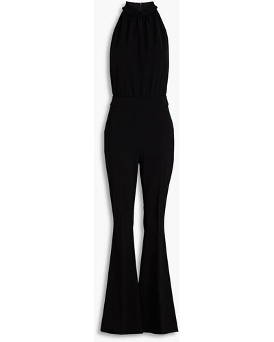 Boutique Moschino Gathered Crepe Flared Jumpsuit - Black
