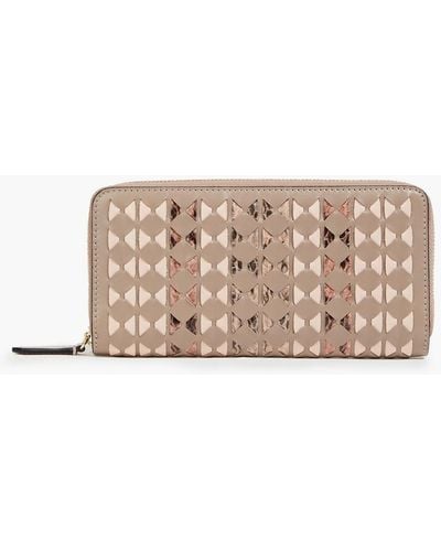 Serapian Mosiaco Woven Leather And Snakeskin Wallet - Natural