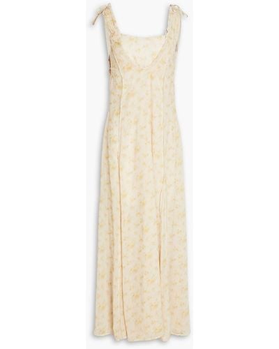 Holzweiler Godet Floral-print Chiffon Maxi Dress - White
