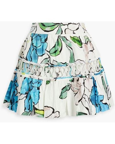 Aje. Holly Floral-print Cotton-poplin Mini Skirt - Blue
