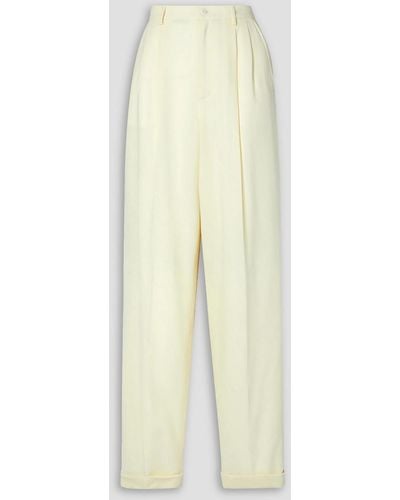 Ralph Lauren Collection Pleated Wool-crepe Tapered Trousers - White