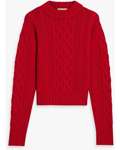 Emilia Wickstead Artie Cable-knit Wool-blend Turtleneck Sweater - Red