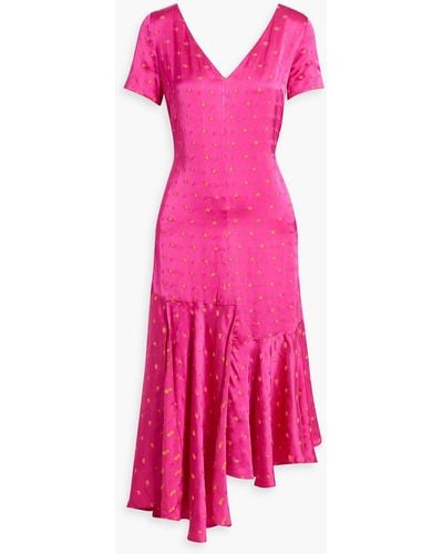 Marni Asymmetric Satin-jacquard Dress - Pink