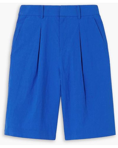 Jason Wu Pleated Crinkled-cotton Shorts - Blue