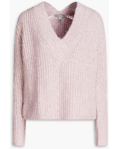 Autumn Cashmere Tweedy Ribbed Cotton-blend Sweater - Pink
