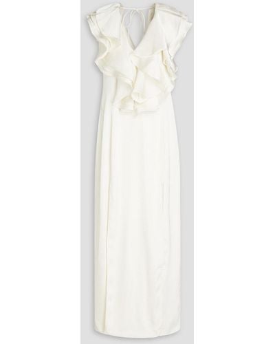 ROTATE BIRGER CHRISTENSEN Ruffled Sateen Midi Bridal Dress - White