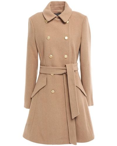 DKNY Double-breasted belted felt coat - Natur