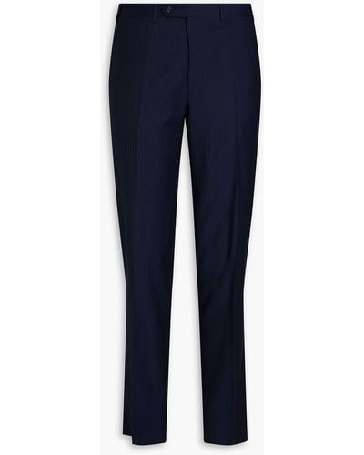 Canali Pinstriped Wool Trousers - Blue