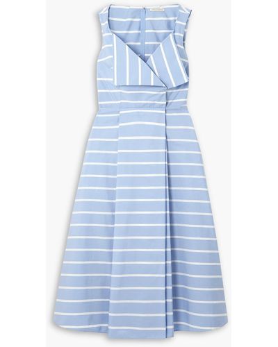 Emilia Wickstead Hellison Striped Cotton-poplin Midi Dress - Blue