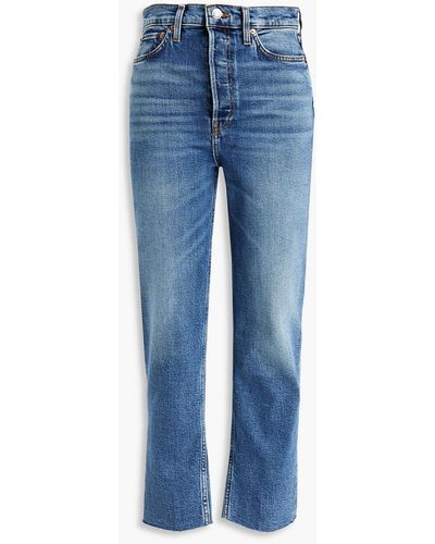 RE/DONE 70s Cropped High-rise Straight-leg Jeans - Blue