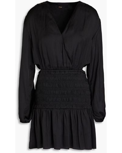 Maje Rovely Shirred Satin Mini Dress - Black