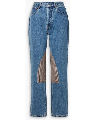 Still Here Kennedy Childhood Patchwork High-rise Straight-leg Jeans - Blue