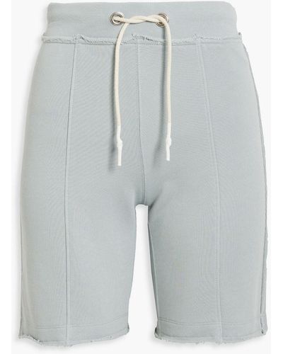 Helmut Lang Frayed Printed French Cotton-terry Shorts - Gray