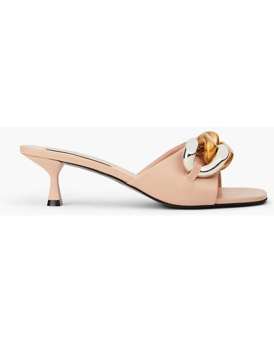 Stella McCartney Chain-embellished Faux Leather Mules - Pink