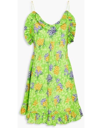 Les Rêveries Floral-print Silk Crepe De Chine Mini Dress - Green