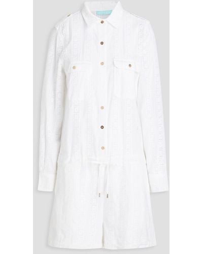 Melissa Odabash Broderie Anglaise Cotton Playsuit - White