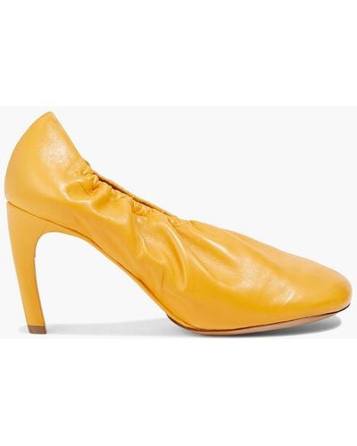 Dries Van Noten Gathered Leather Pumps - Yellow
