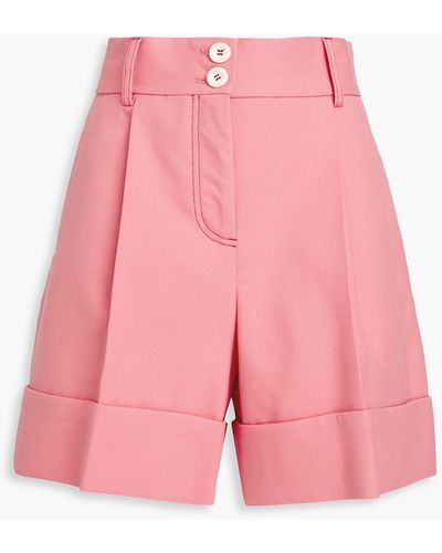 See By Chloé Pleated Cotton-blend Twill Shorts - Pink