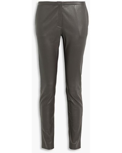 Fabiana Filippi Leather Skinny Pants - Gray