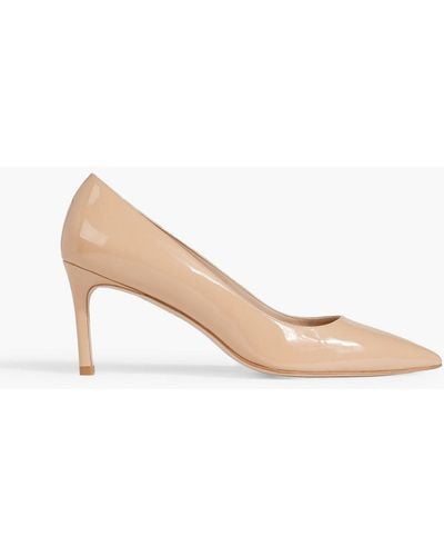 Stuart Weitzman Leigh 75 Patent-leather Pumps - Natural