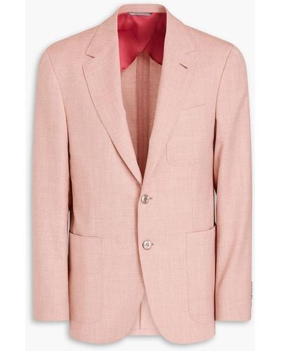 Canali Wool, Silk And Linen-blend Blazer - Pink