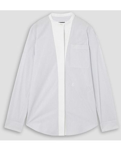Jil Sander Tuesday hemd aus baumwollpopeline mit nadelstreifen und stickerei - Weiß