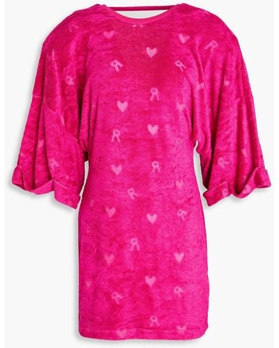 ROTATE BIRGER CHRISTENSEN Masine Open-back Terry-jacquard Mini Dress - Pink