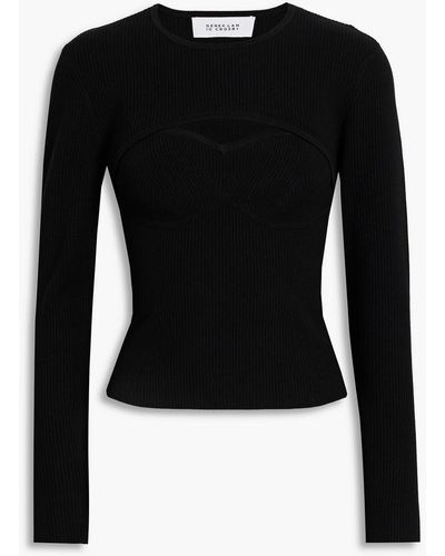 10 Crosby Derek Lam Nessa Convertible Ribbed-knit Top - Black