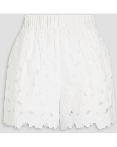 RED Valentino Embroidered Cotton-blend Shorts - White