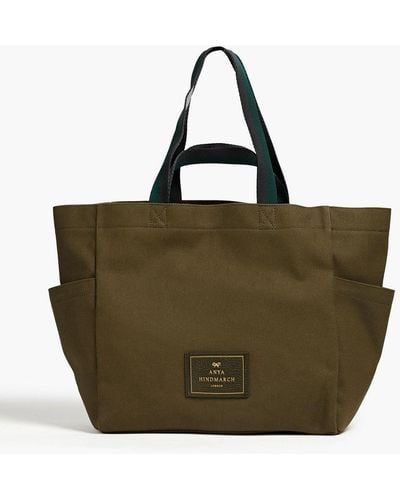 Anya Hindmarch Grosgrain-trimmed Canvas Tote - Green