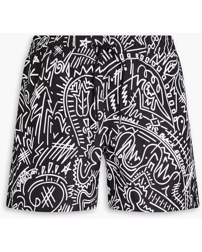 Canali Short-length Printed Swim Shorts - White