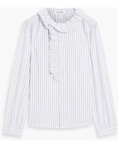Alex Mill Ruffled Striped Cotton-blend Poplin Blouse - White