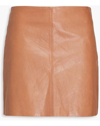 Brunello Cucinelli Leather Mini Skirt - Natural