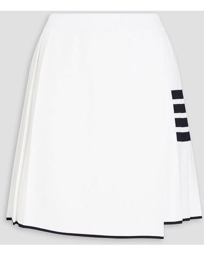 Thom Browne Wrap-effect Pleated Knitted Mini Skirt - White