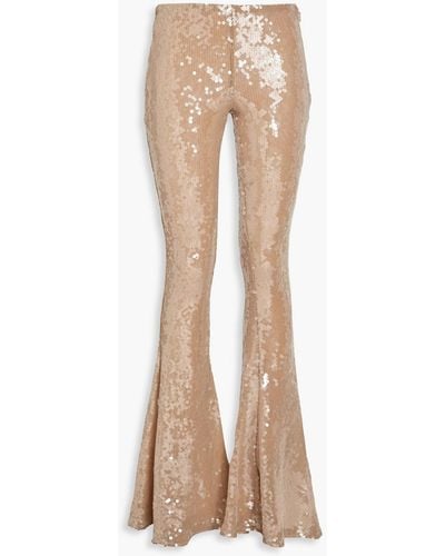 16Arlington Koro Sequined Mesh Flared Trousers - Natural