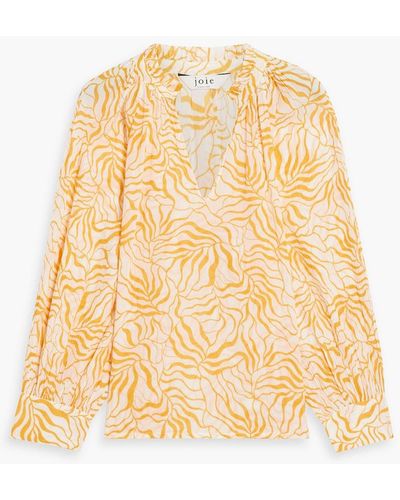 Joie Stow Printed Cotton-voile Blouse - Natural