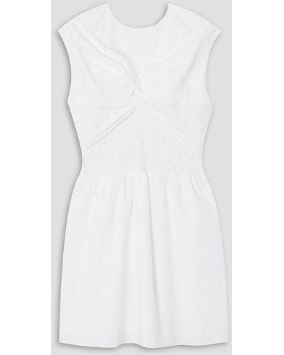 TOVE Iona Twisted Smocked Cotton-poplin Mini Dress - White