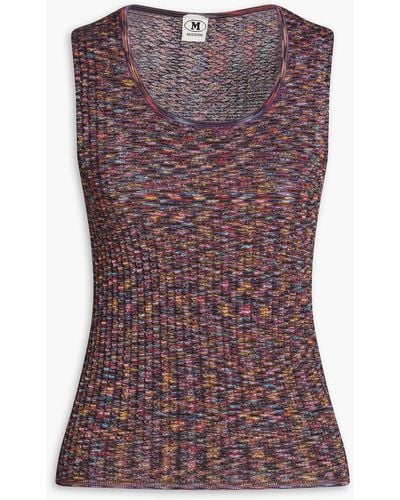 Missoni Marled Crochet-knit Cotton And Wool-blend Top - Purple