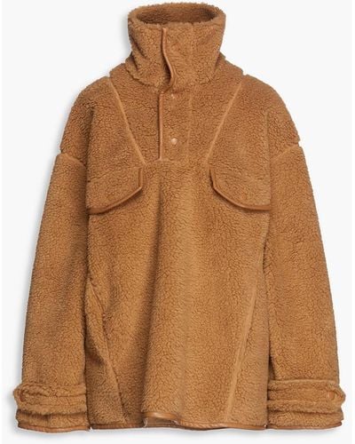 Nanushka Falon Faux Leather-trimmed Fleece Jacket - Brown