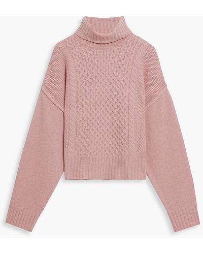ATM Cable-knit Wool Turtleneck Jumper - Pink