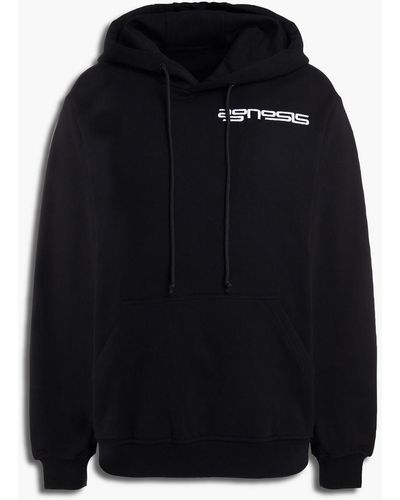 McQ Embroidered Printed French Cotton-terry Hoodie - Black