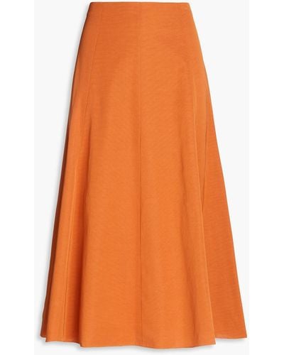 Vince Cotton-blend Ottoman Midi Skirt - Orange