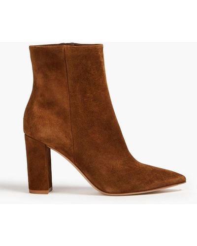 Gianvito Rossi Piper 85 Suede Ankle Boots - Brown