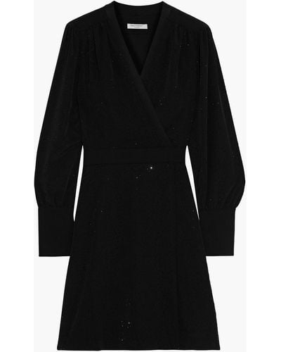 Equipment Claira Wrap-effect Crystal-embellished Jersey Mini Dress - Black
