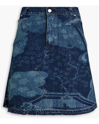 RED Valentino Floral-print Denim Mini Skirt - Blue