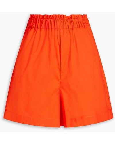 REMAIN Birger Christensen Camilia Appliquéd Organic Cotton-poplin Shorts - Orange