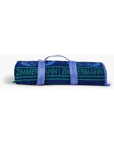 Zimmermann Fringed Printed Cotton-terry Beach Towel - Blue
